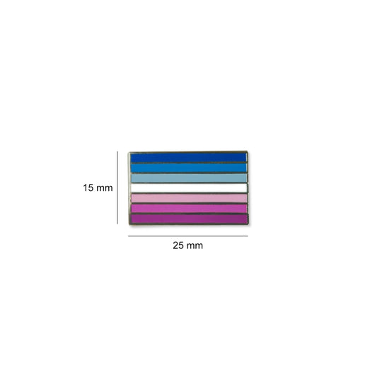 Blue arthritis awareness lapel pin with bold blue to white to purple design extending from the top, 25mm wide and 15mm high.