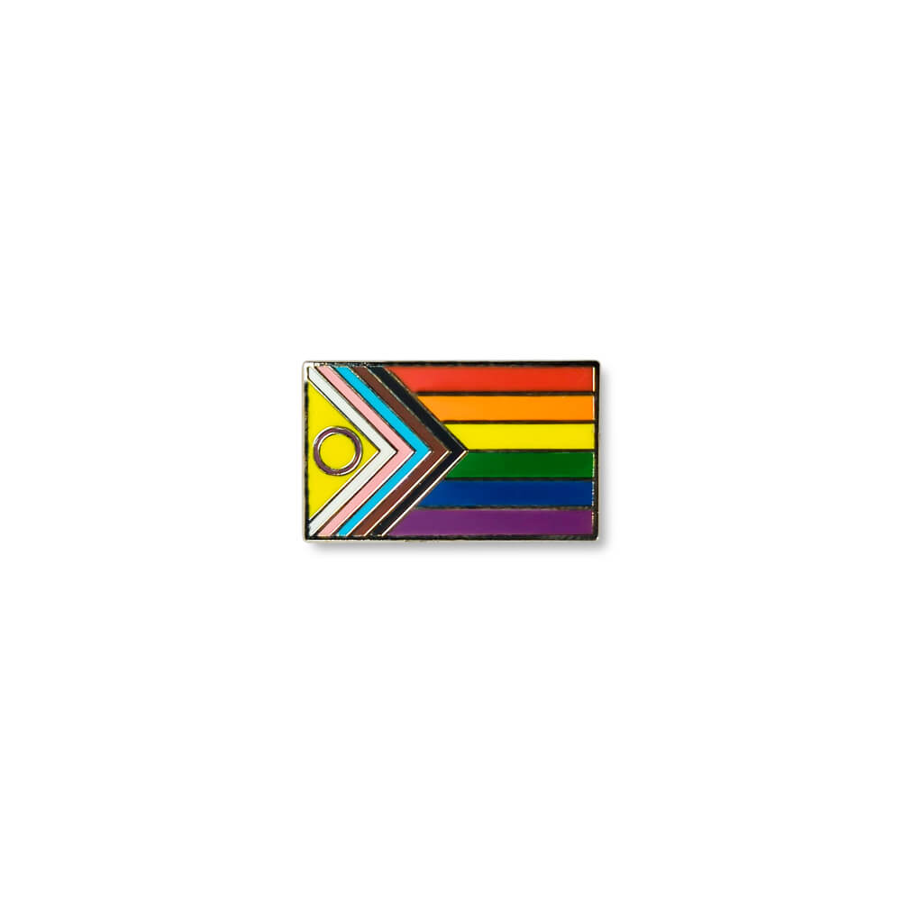Yieki branded intersex inclusive flag lapel pin