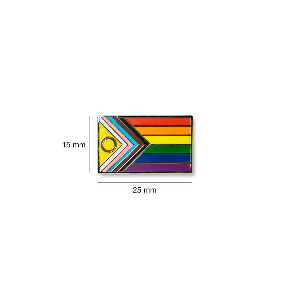 Yieki branded intersex inclusive pride flag lapel pin
