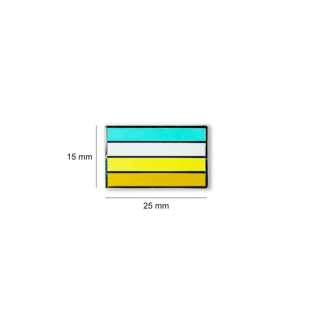 Yieki branded Obsessive Compulsive  Disorder lapel pin with measurements