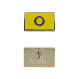 A Intersex pin image showing gold plating backing