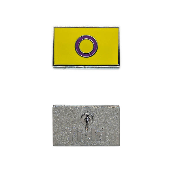 A Intersex pin image showing silver plating backing