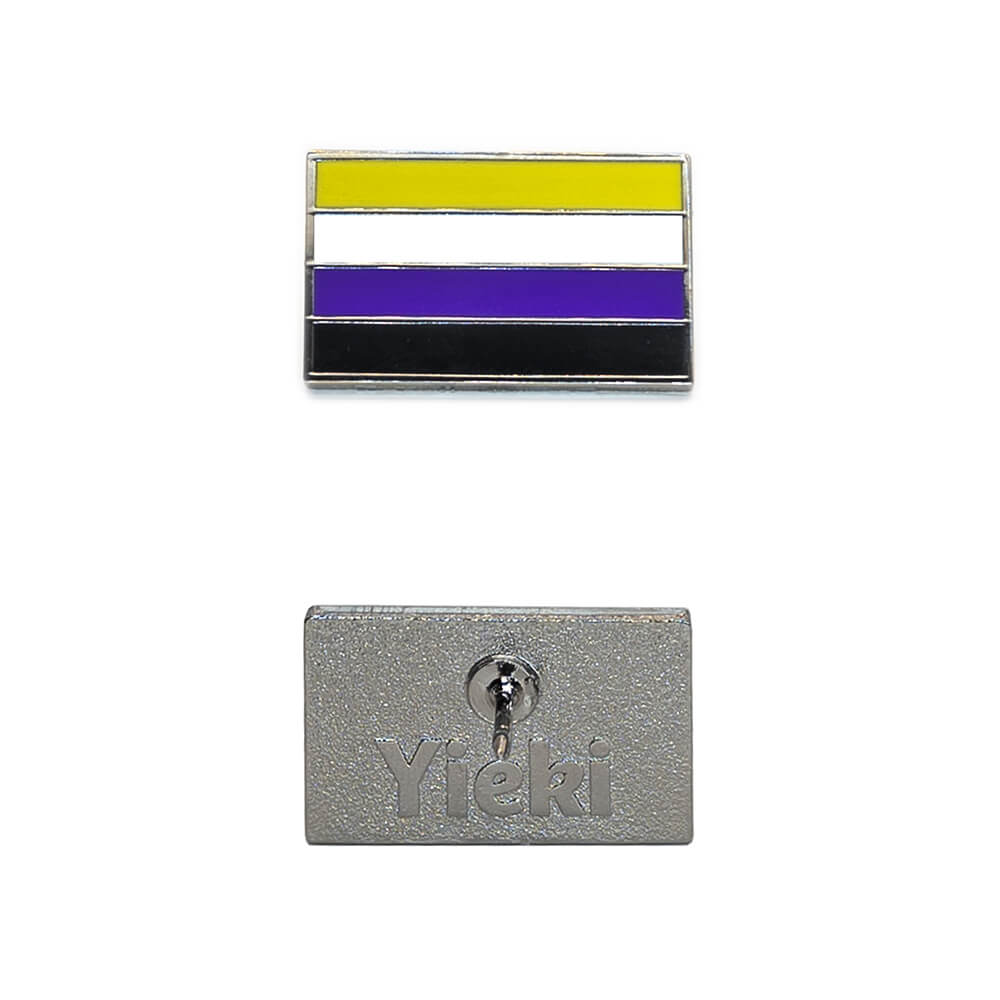 A non-binary pin image showing silver plating backing