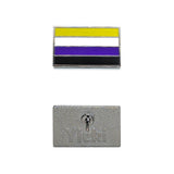 A non-binary pin image showing silver plating backing