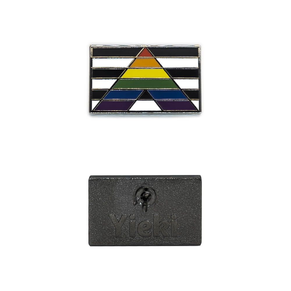 A straight ally pin image showing black plating backing