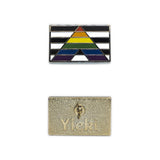 A straight ally pin image showing gold plating backing