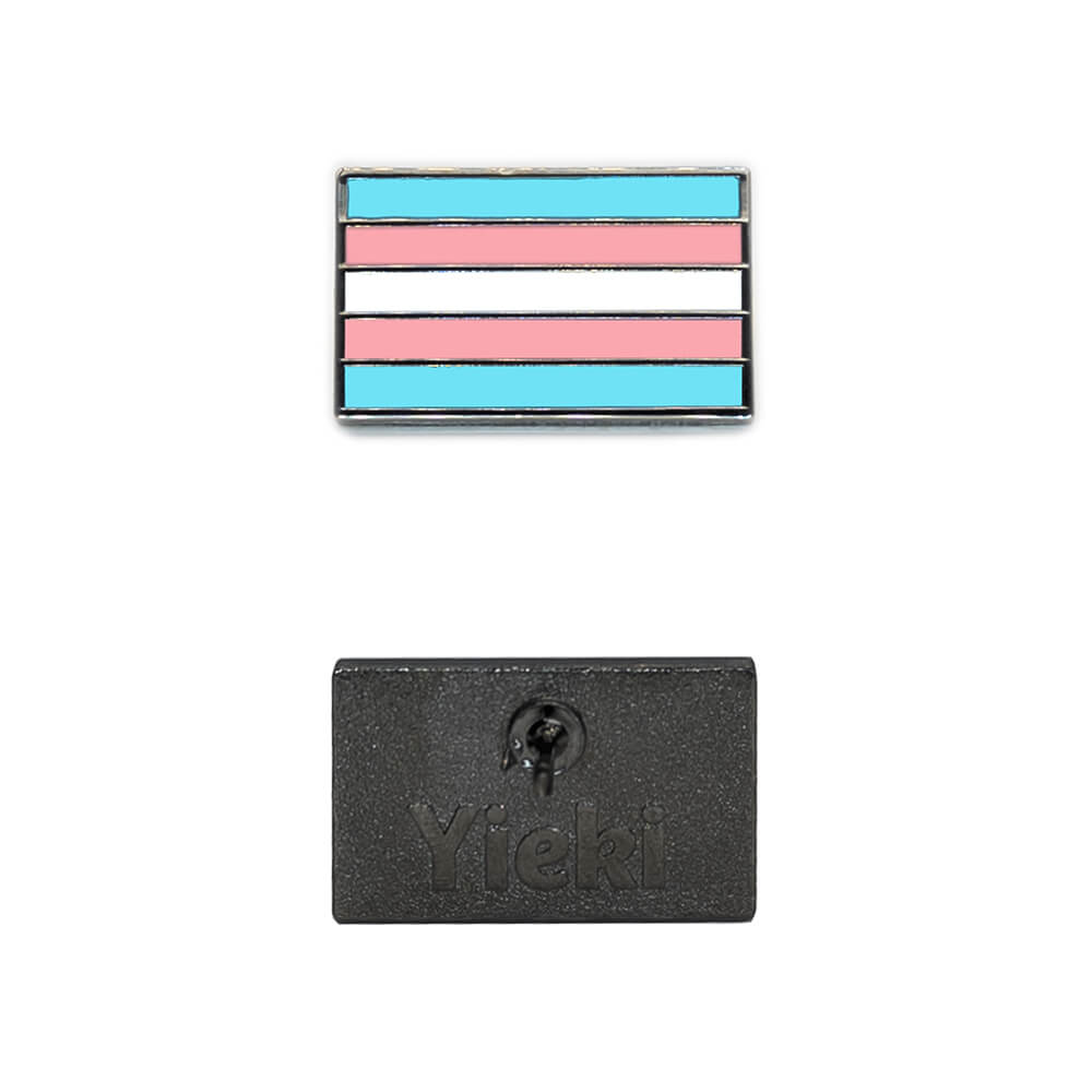 A transgender pin image showing black plating backing