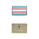 A transgender pin image showing gold plating backing