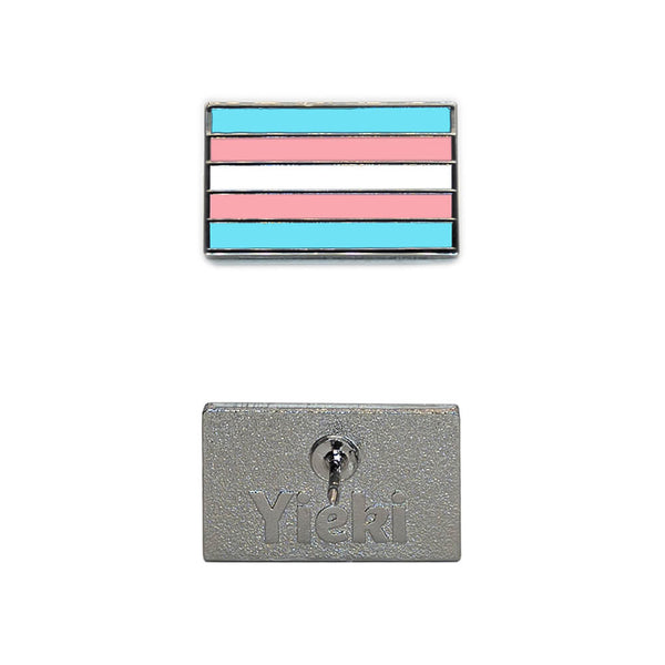A transgender pin image showing silver plating backing