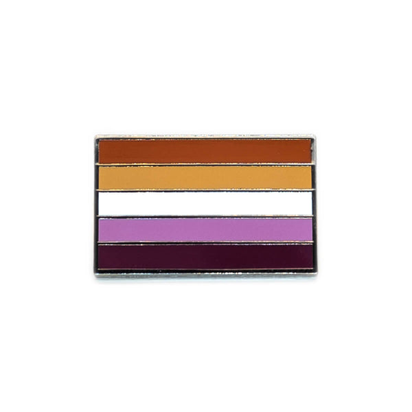 An image of a Lesbian flag pin