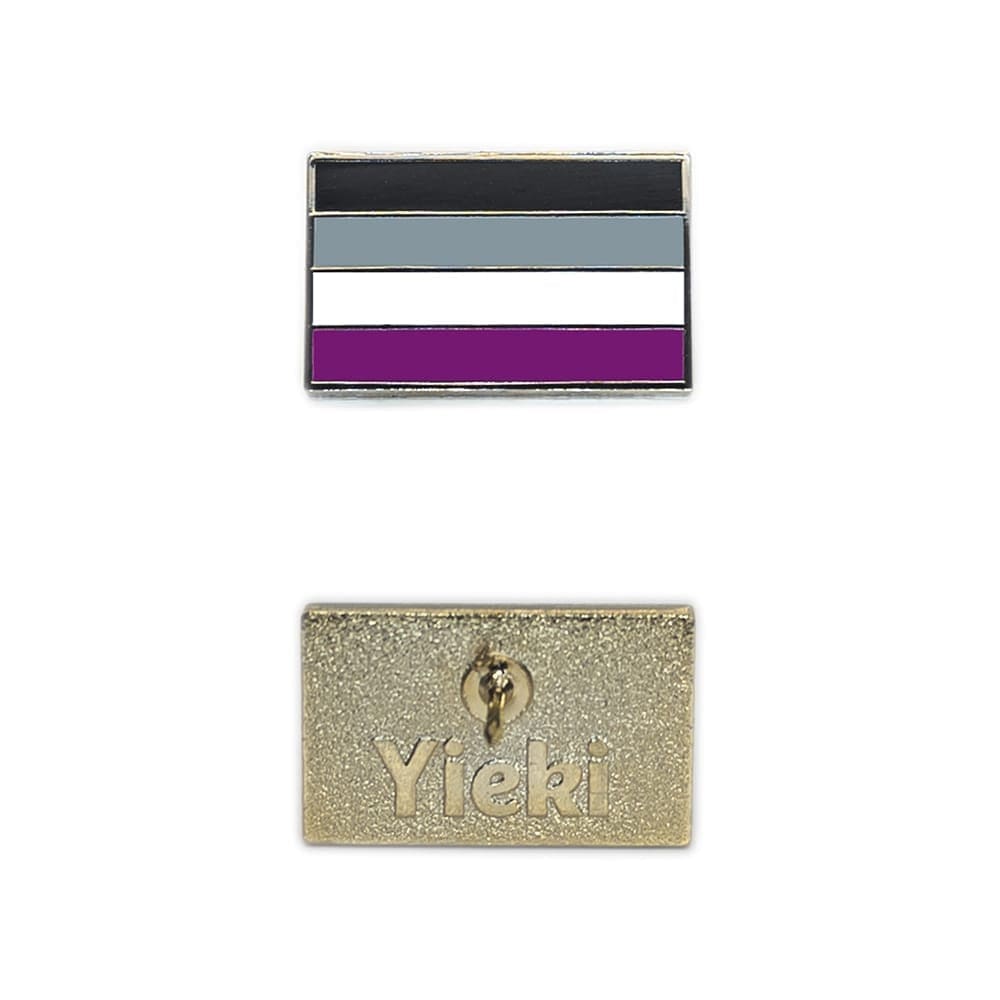 An asexual pin image showing gold plating backing
