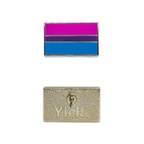 A bisexual pin image showing gold plating backing