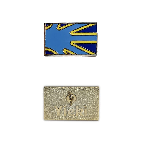 A deaf pin image showing gold plating backing