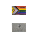 A Intersex Inclusive Pride pin image showing silver plating backing